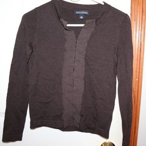 Chocolate brown ruffled long sleeve/sweater